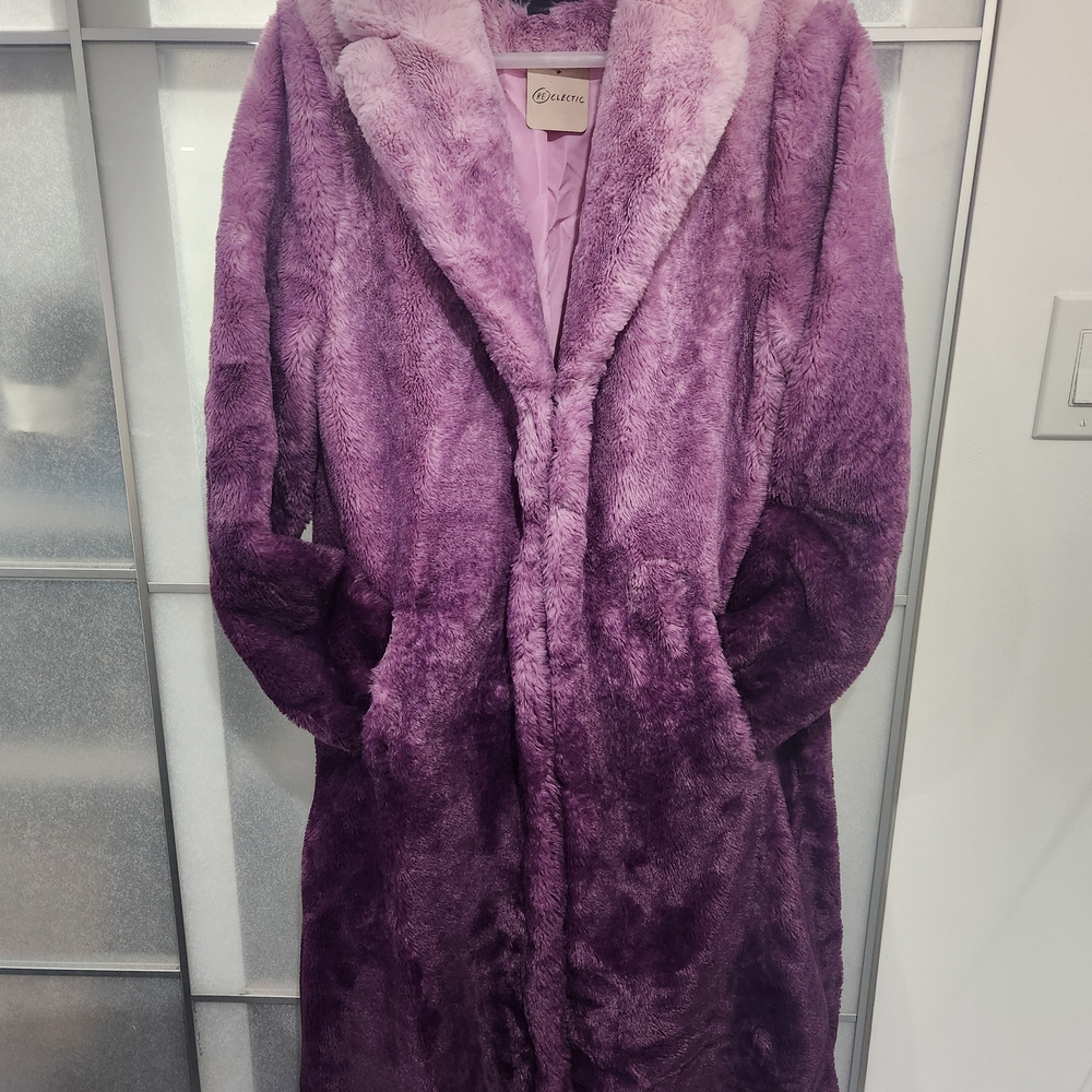 Urban Outfitters "Unreal" Fur Plush Ombre Purple Teddy Jacket